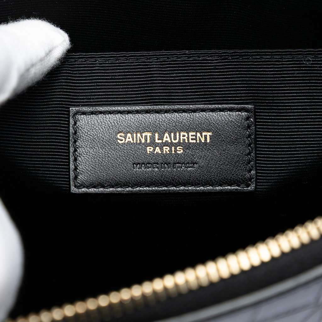 Saint Laurent Croc Embossed Leather Tiny Monogram Zipped Tablet Holder Black Leather Very good condition - Box View