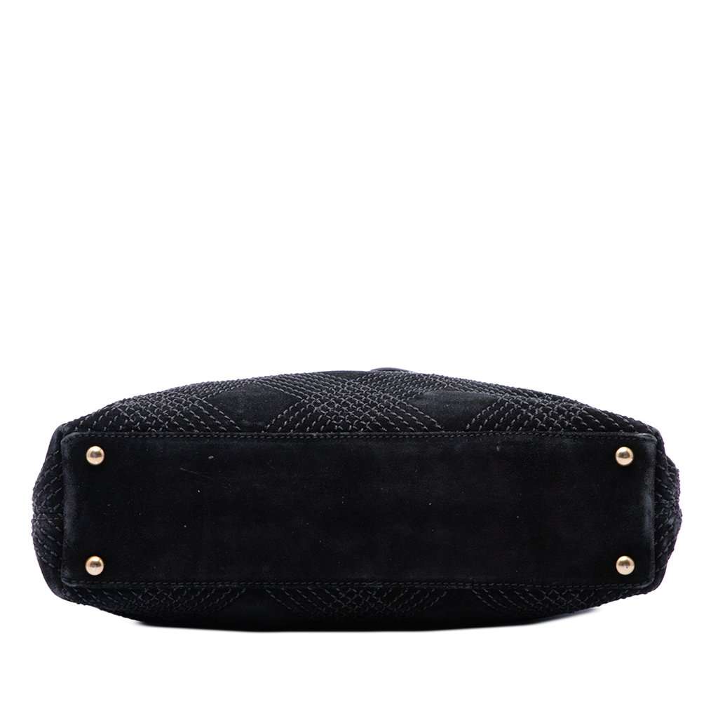 Chanel CC Suede Wild Stitch Tote Black Leather Very good condition - Inside View