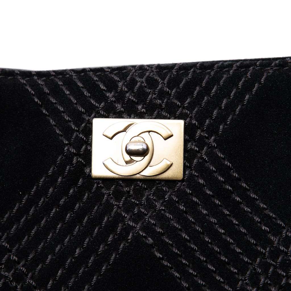Chanel CC Suede Wild Stitch Tote Black Leather Very good condition - Box View