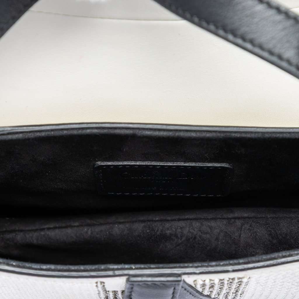 Dior Mini Sequin and Beads Embellished Calfskin Saddle Bag White Leather Very good condition - Model View
