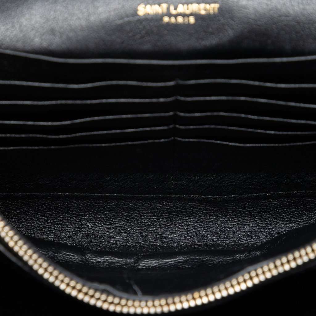 Saint Laurent Quilted Diamond Lambskin Becky Wallet on Chain Black Leather Very good - Model View