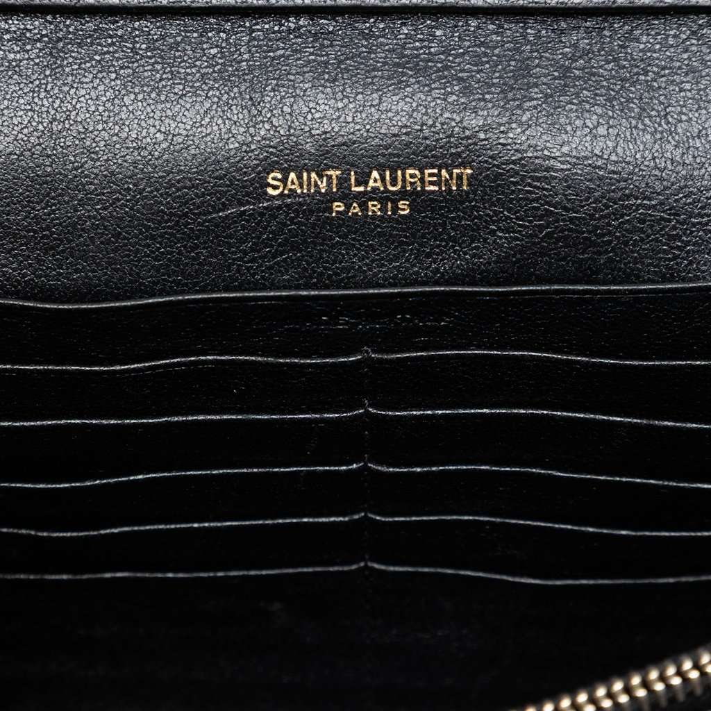Saint Laurent Quilted Diamond Lambskin Becky Wallet on Chain Black Leather Very good - Box View