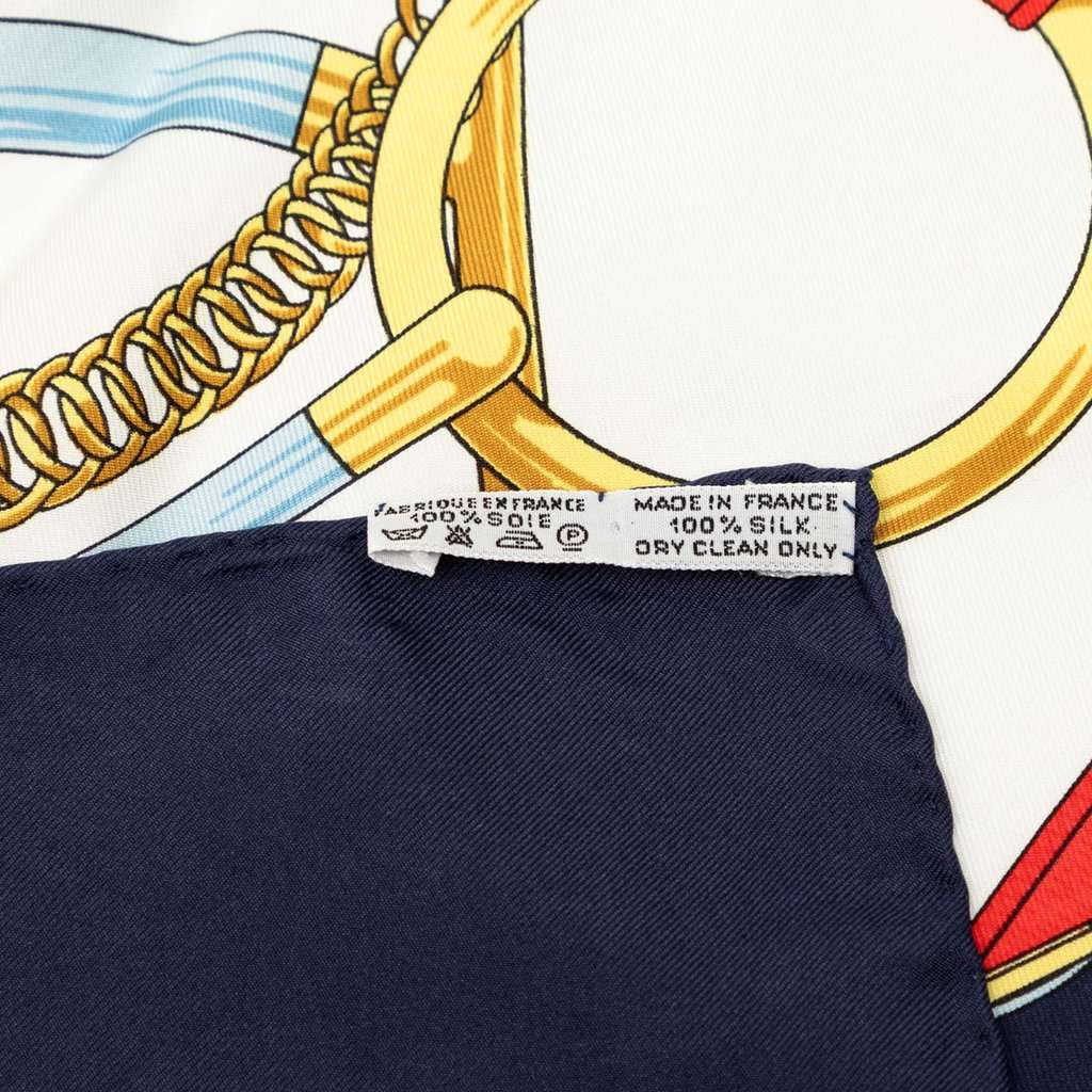 Hermès Eperon D Or Silk Scarf 90 White Very good - Back View