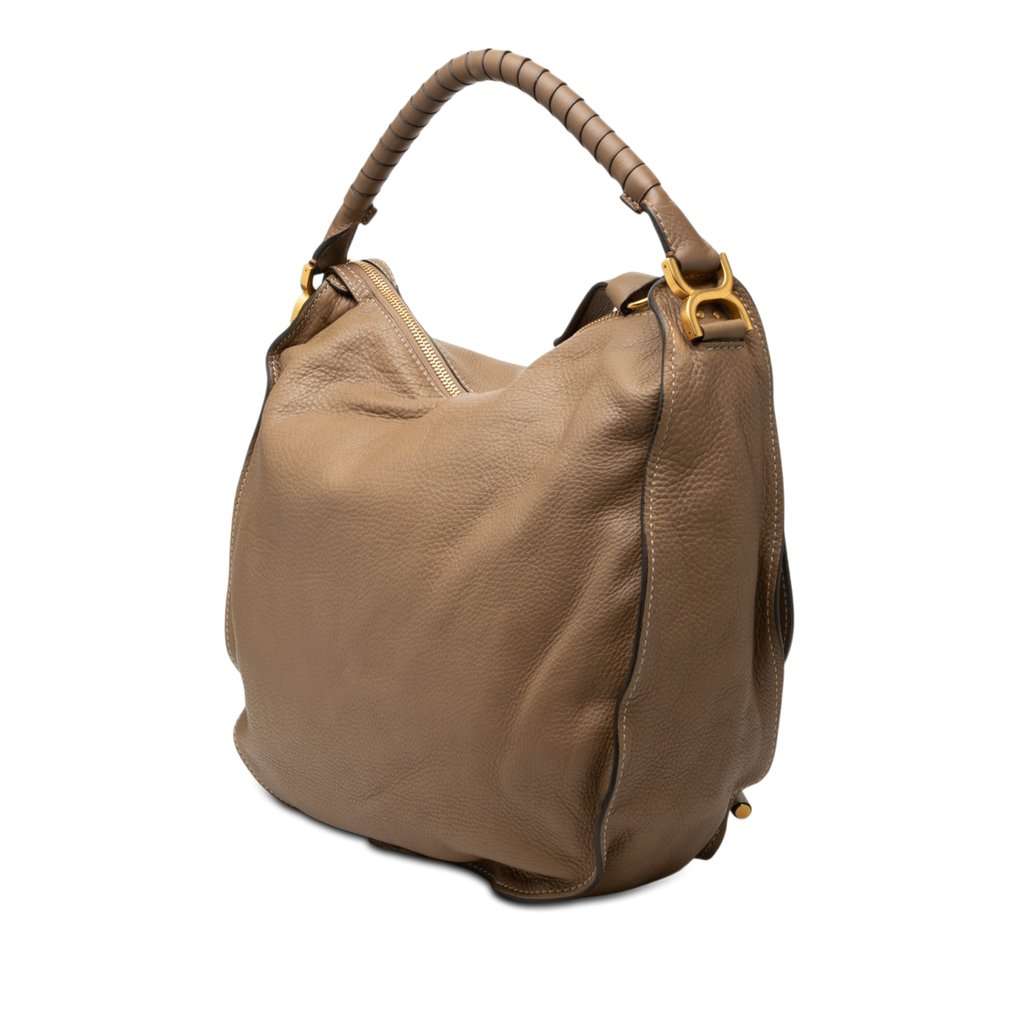 Chloé Large Pebbled Calfskin Marcie Hobo Brown Leather Very good condition - Back View