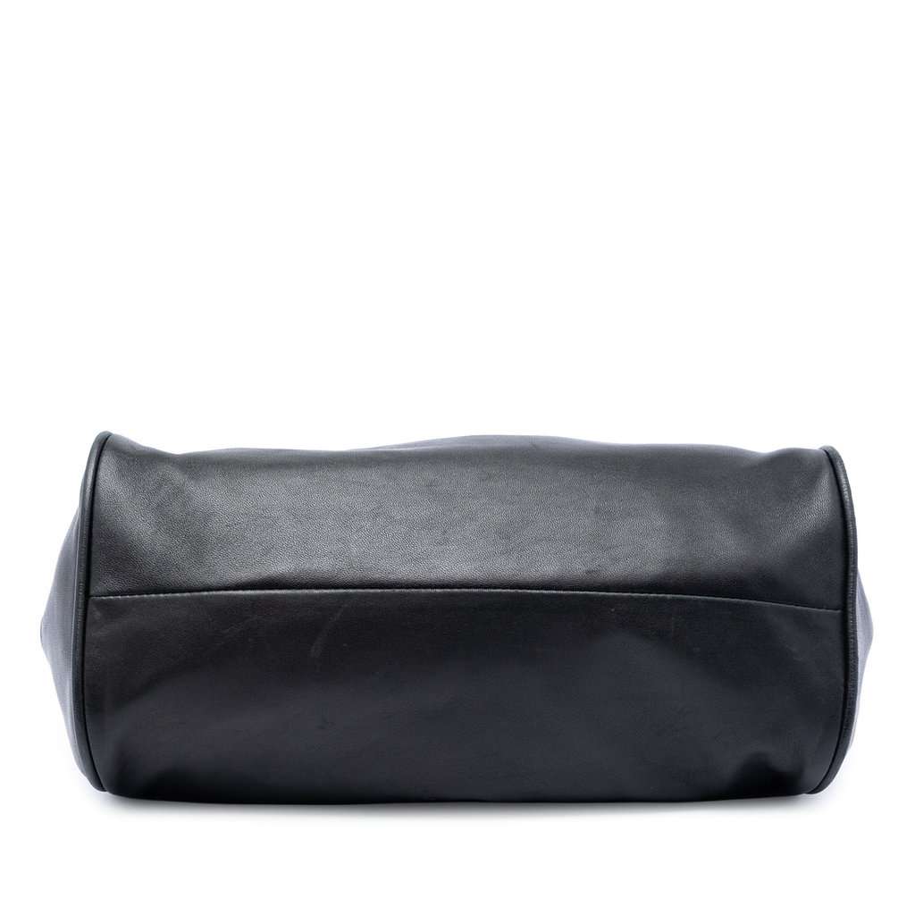 Chanel Lambskin Camellia Top Handle Frame Bag Black Leather Very good - Inside View