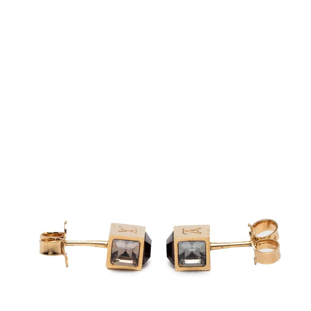 Louis Vuitton Gold Plated Strass Gamble Push Back Earrings Gold Metal Very good condition - Inside View