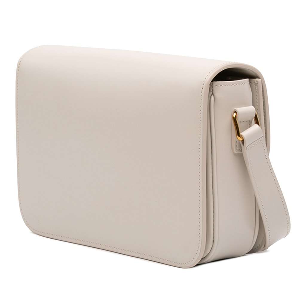 Celine Classique Shiny Calfskin Triomphe Crossbody White Leather Very good condition - Back View
