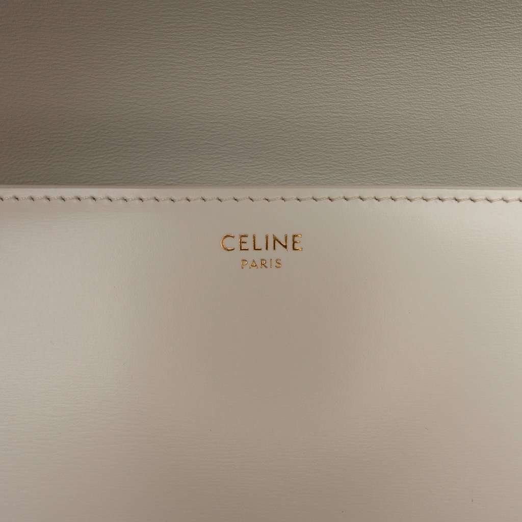 Celine Classique Shiny Calfskin Triomphe Crossbody White Leather Very good condition - Box View