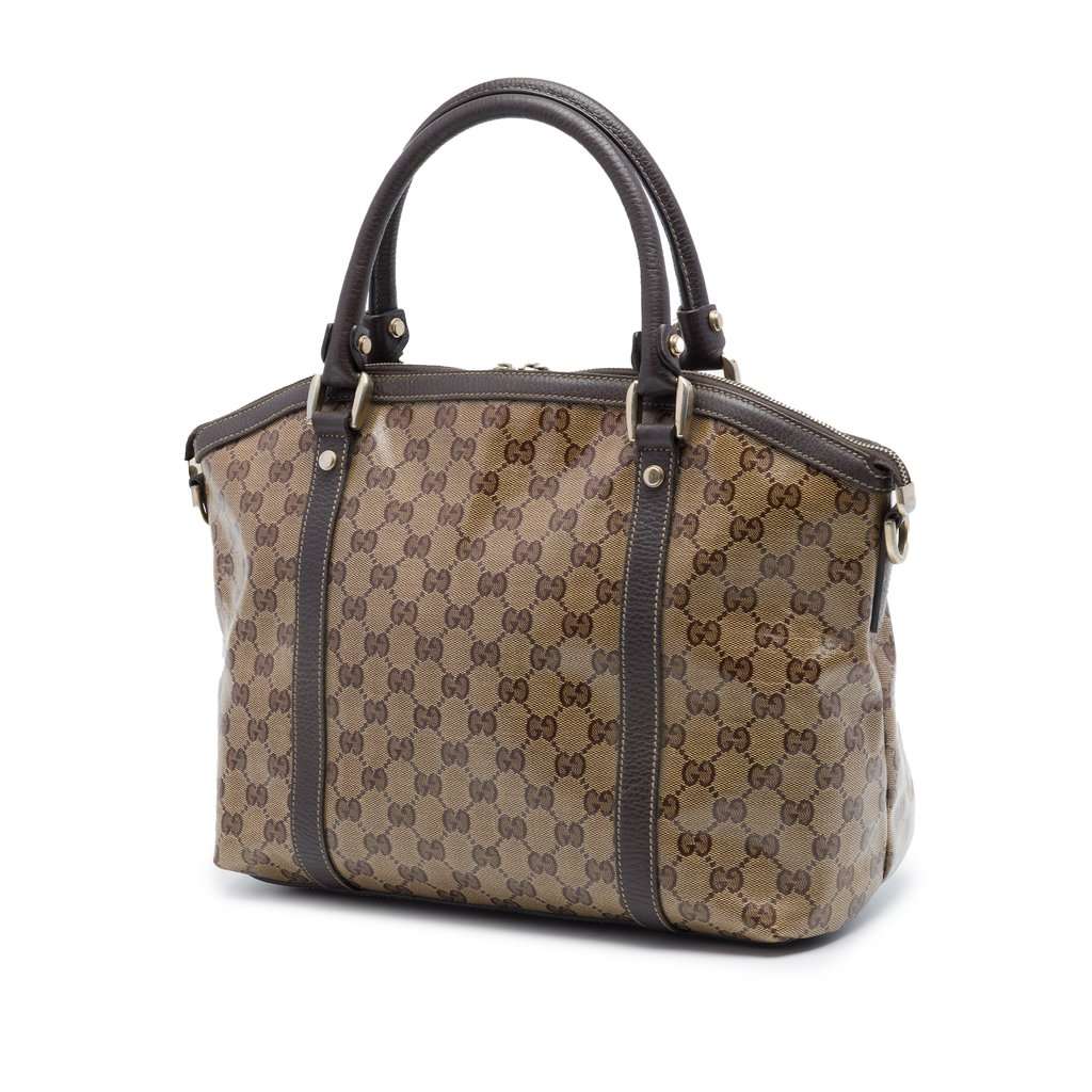 Gucci Medium GG Crystal Charm Dome Satchel Beige Very good condition - Back View