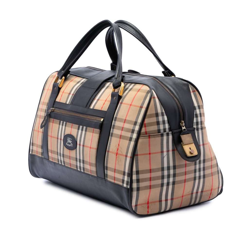 Burberry Haymarket Check Canvas Travel Bag Beige Very good - Back View