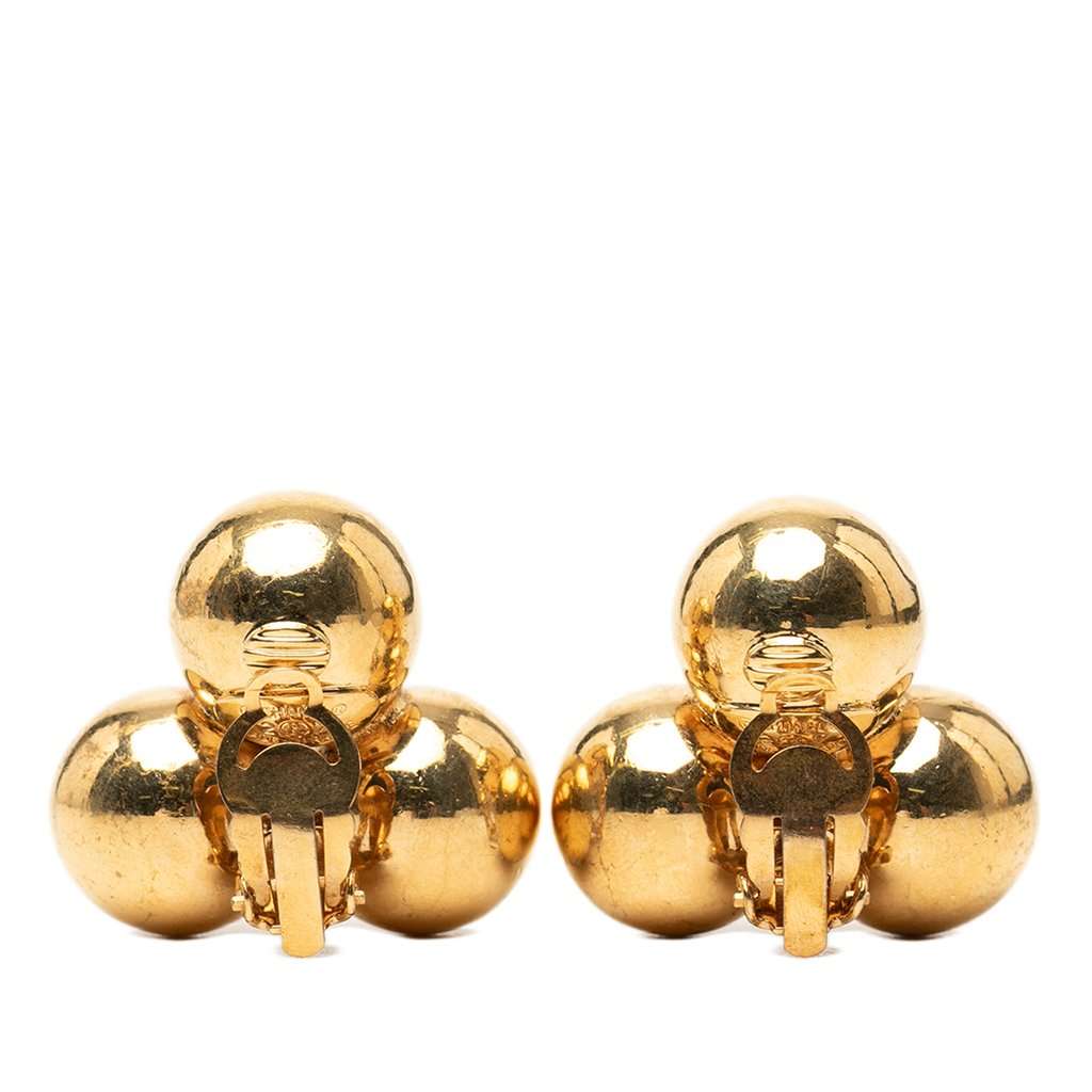 Chanel CC Gold Plated Spheres Clip On Earrings Gold Metal Very good condition - Back View