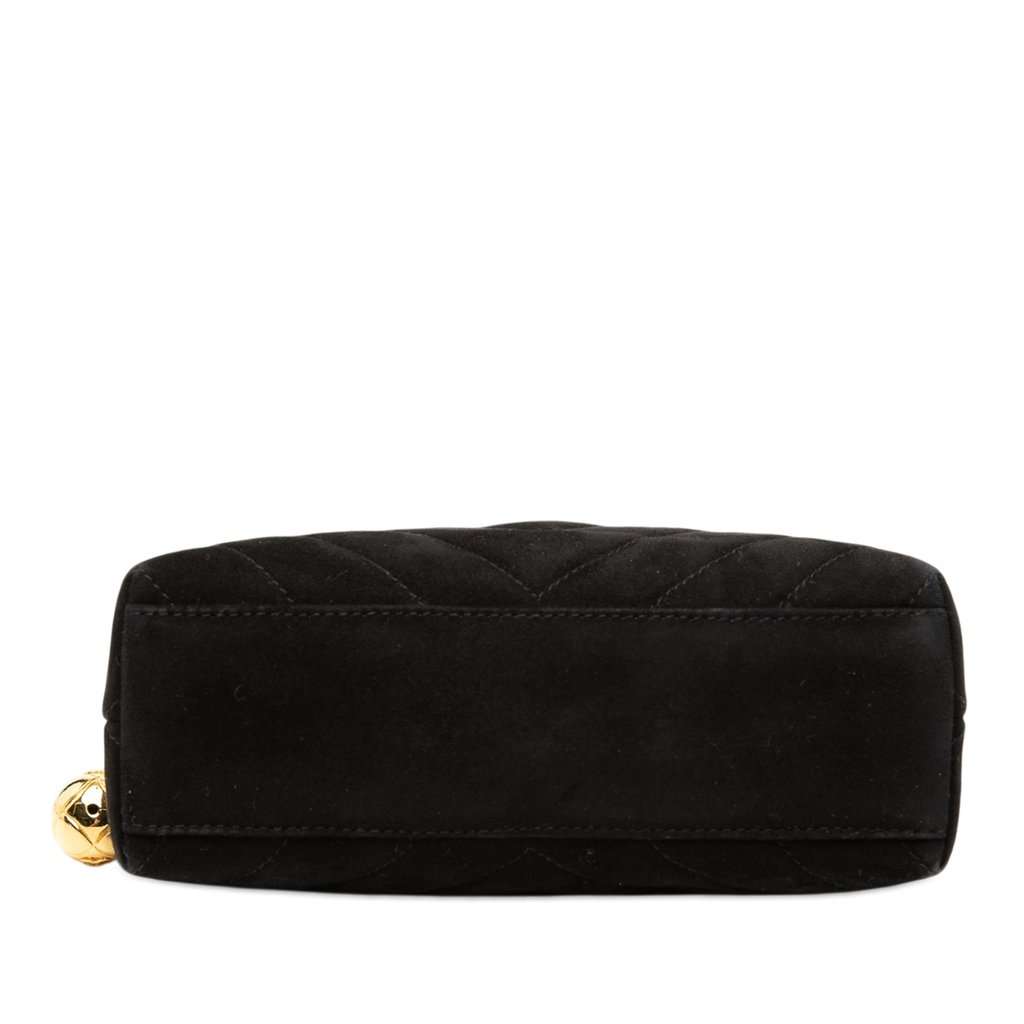 Chanel CC Diamond Quilted Suede Crossbody Black Leather Very good - Inside View