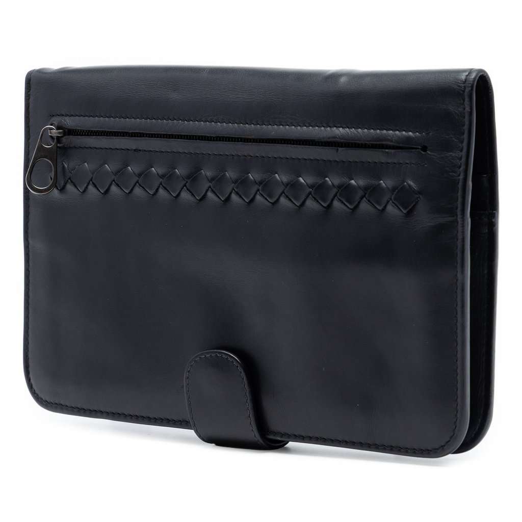 Bottega Veneta Nappa Intrecciato Organizer Clutch Black Leather Very good condition - Back View