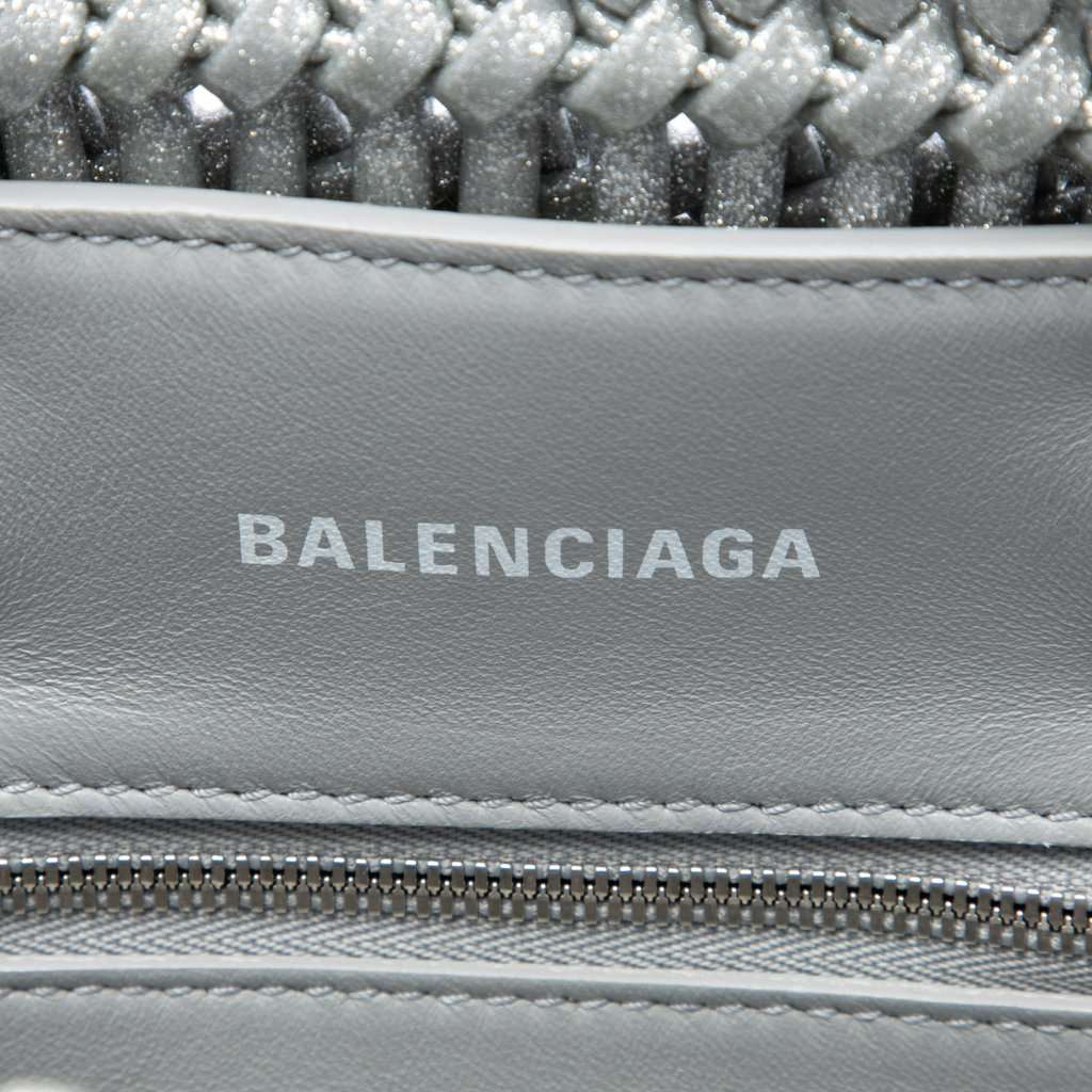 Balenciaga Metallic Faux Leather Bistro Basket Bag XXS Silver Very good - Box View