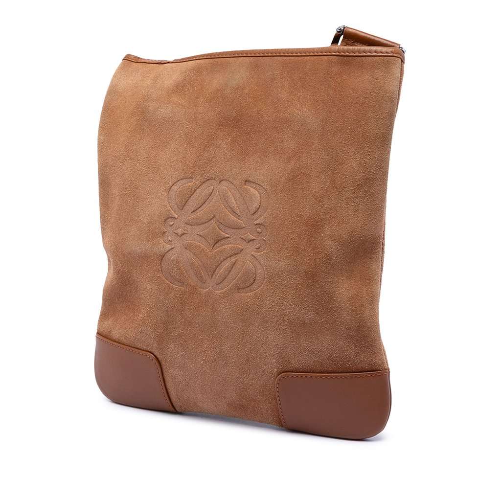 Loewe Suede Anagram Crossbody Brown Leather Very good condition - Back View