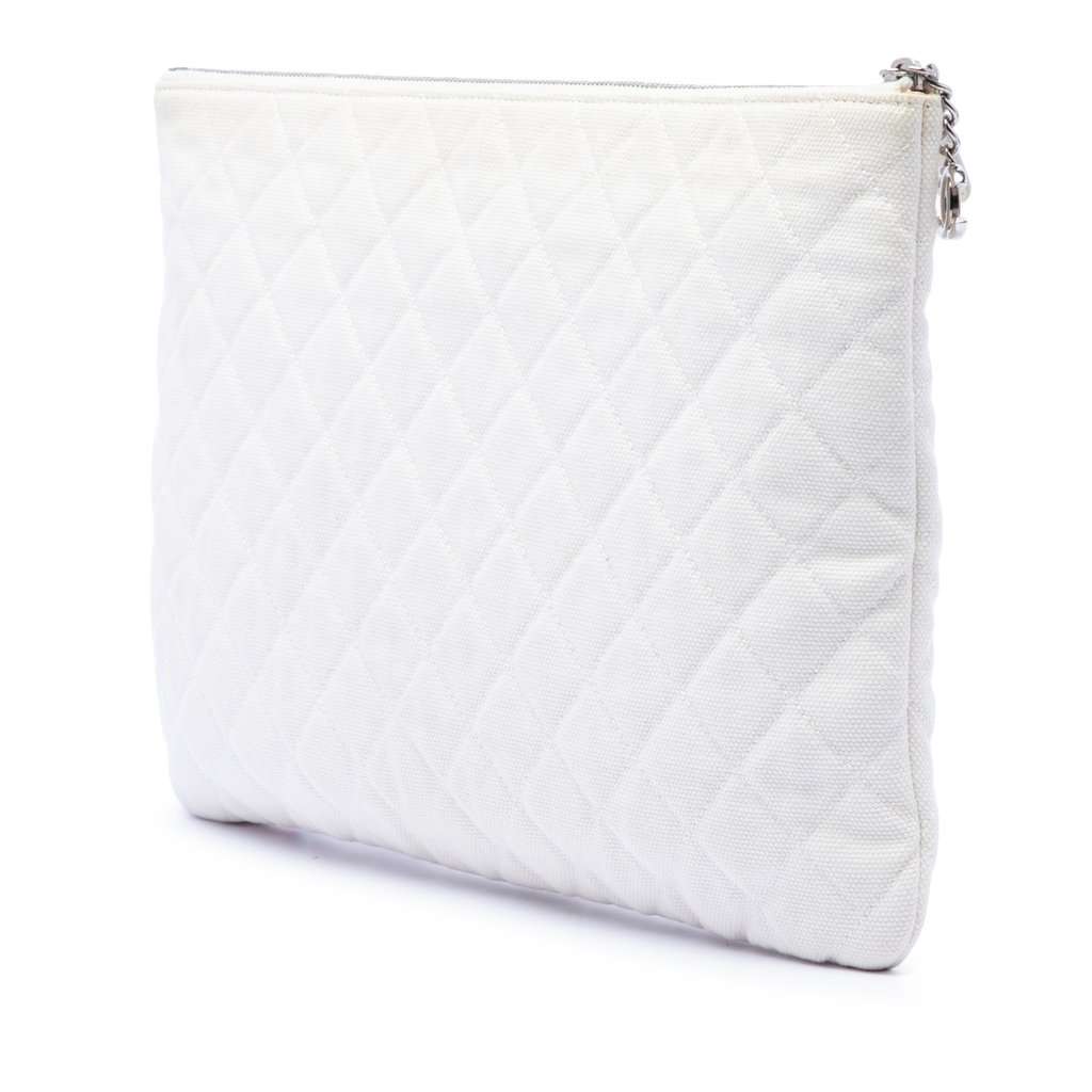 Chanel Large Quilted Printed Canvas Coco Cuba Libre O Case Clutch White Very good condition - Back View