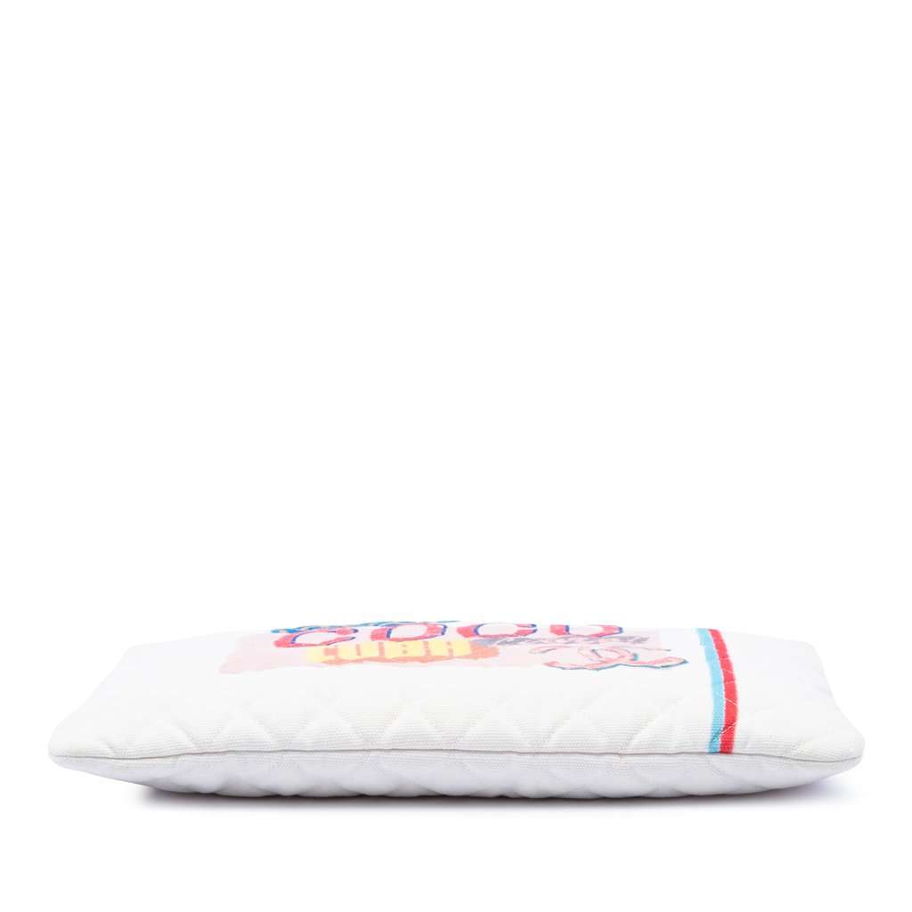 Chanel Large Quilted Printed Canvas Coco Cuba Libre O Case Clutch White Very good condition - Inside View