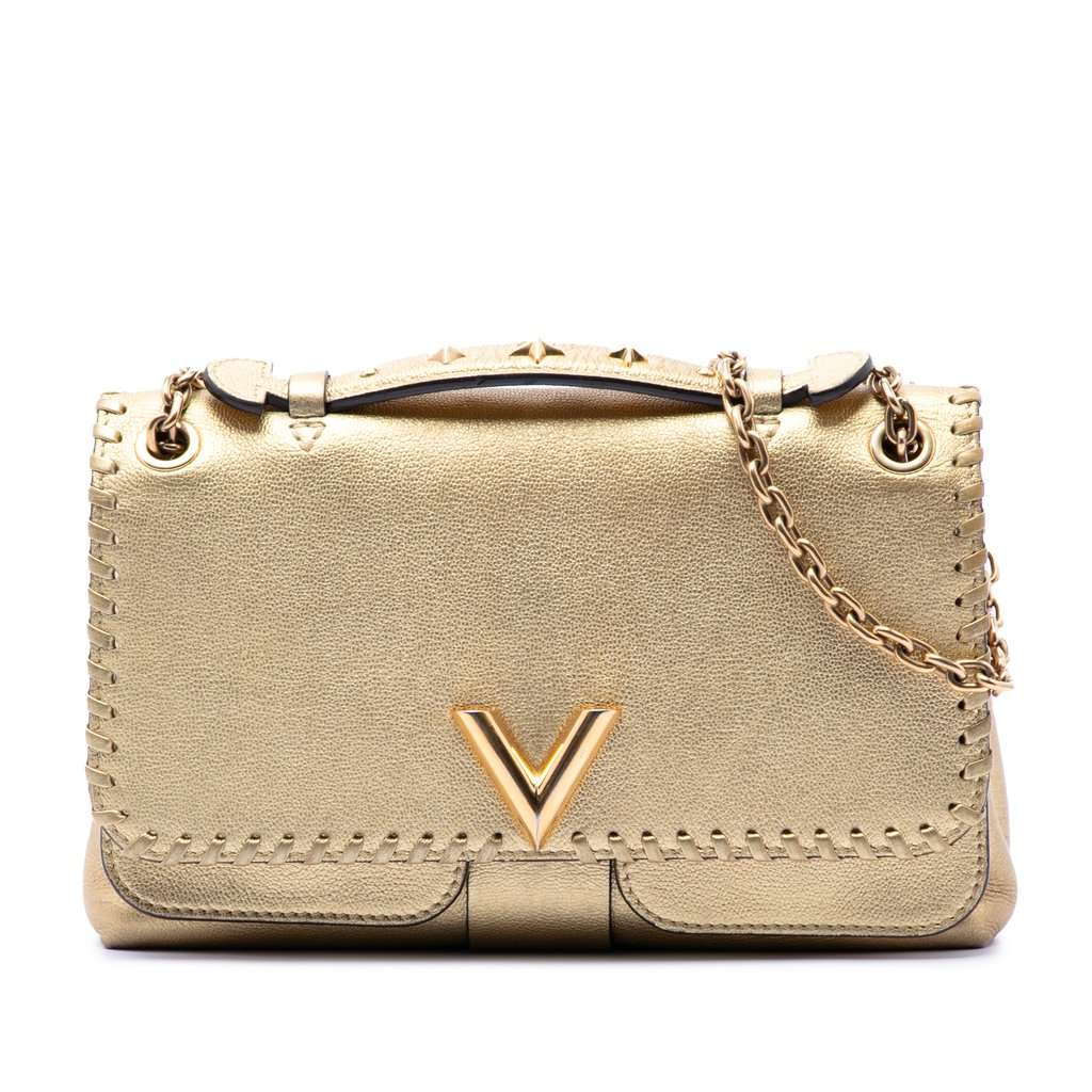 Louis Vuitton Metallic Cuir Plume Ecume Very Chain Bag Gold Leather Very good condition - Front View