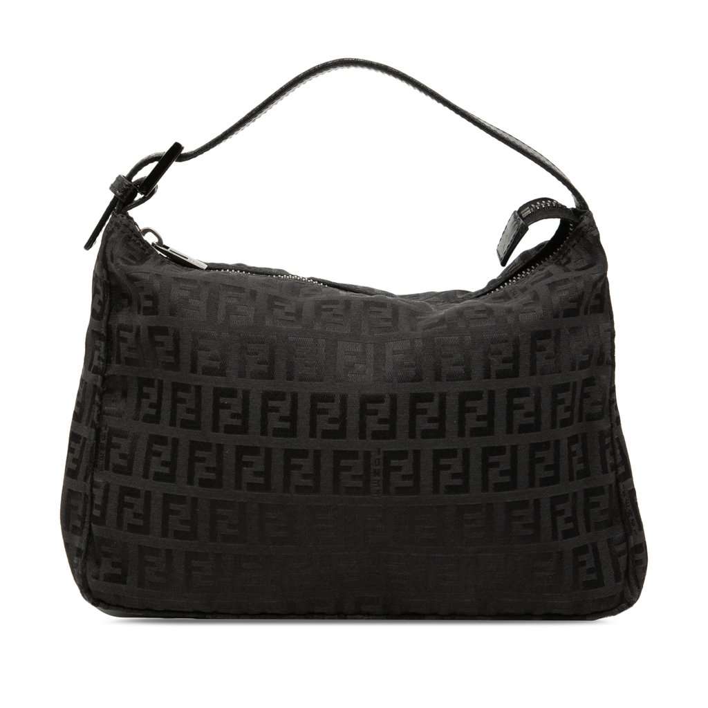 Fendi Zucchino Canvas Handbag Black Very good condition - Front View