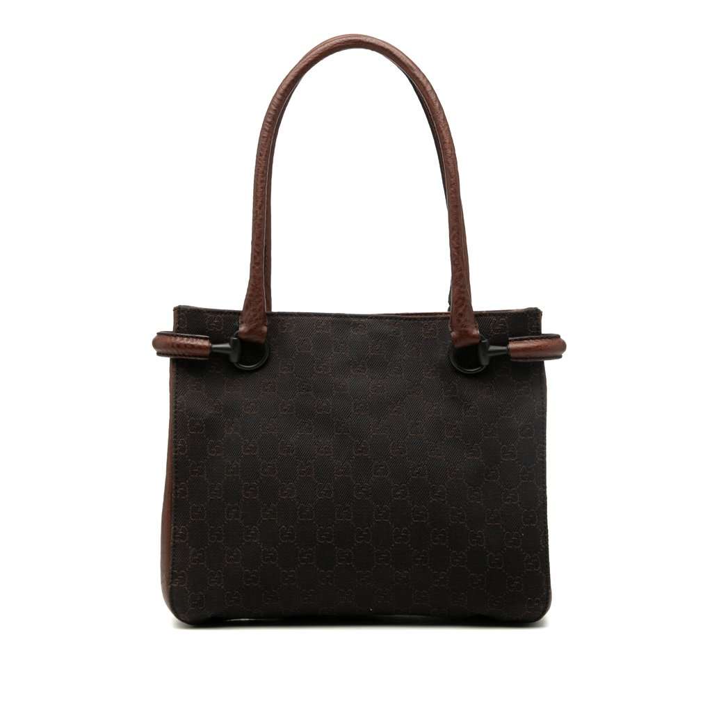 Gucci GG Denim Shoulder Bag Brown Very good - Front View