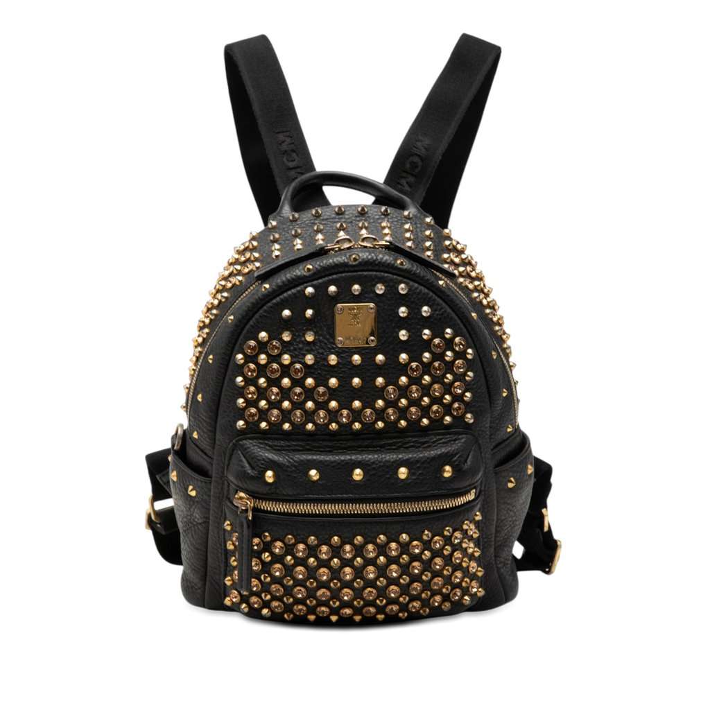 MCM Mini Studded Leather Stark Backpack Black Leather Very good condition - Front View