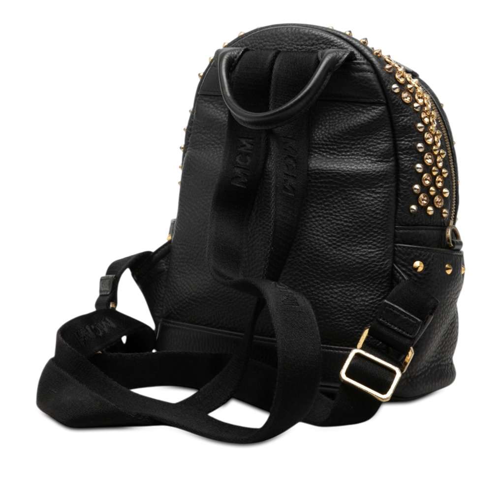 MCM Mini Studded Leather Stark Backpack Black Leather Very good condition - Back View