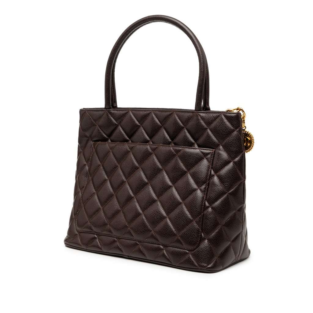 Chanel Caviar Medallion Tote Brown Leather Very good condition - Back View