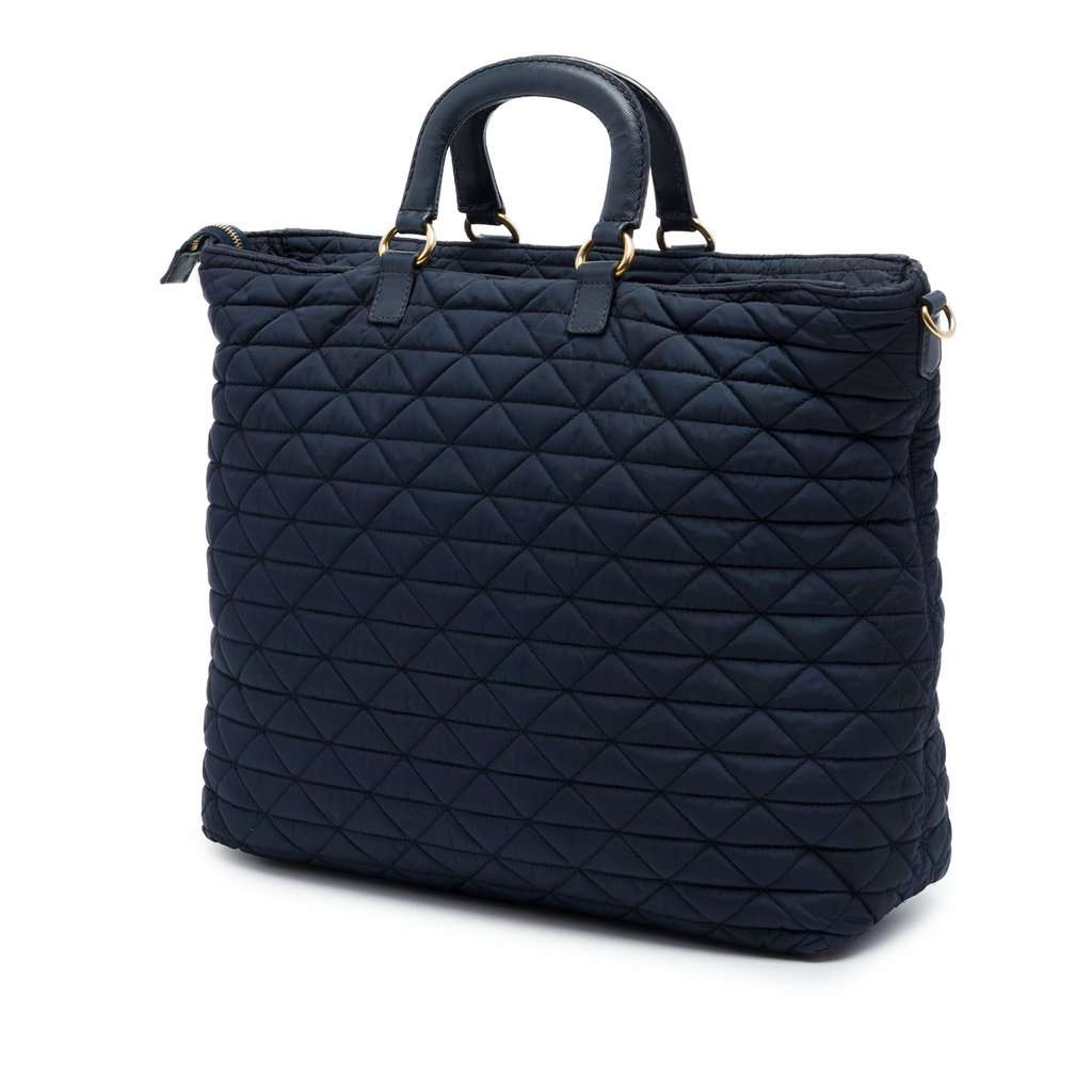 Prada Quilted Tessuto Padded Satchel Blue Very good - Back View
