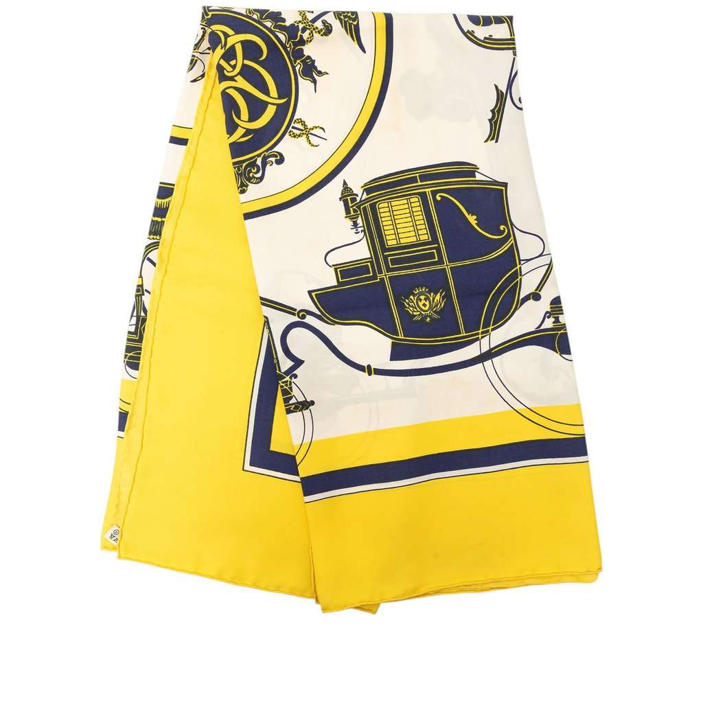 Hermès Ex Libris Silk Scarf 90 Yellow Very good - Front View