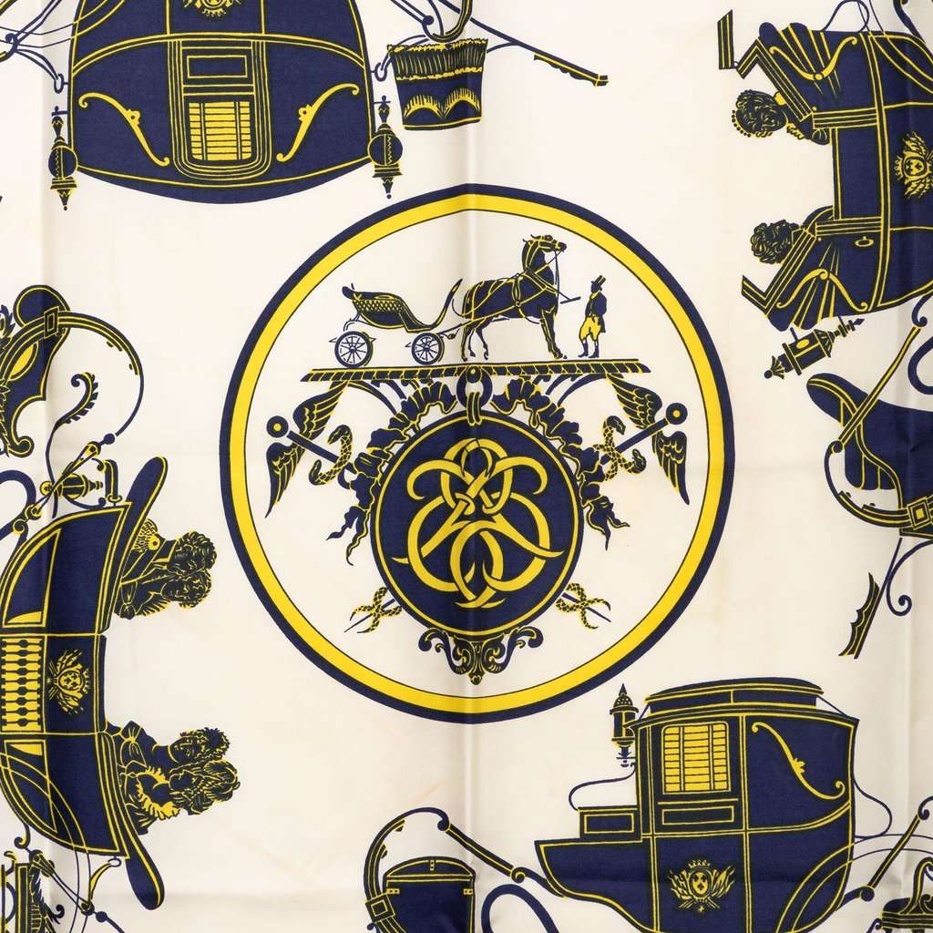 Hermès Ex Libris Silk Scarf 90 Yellow Very good - Back View