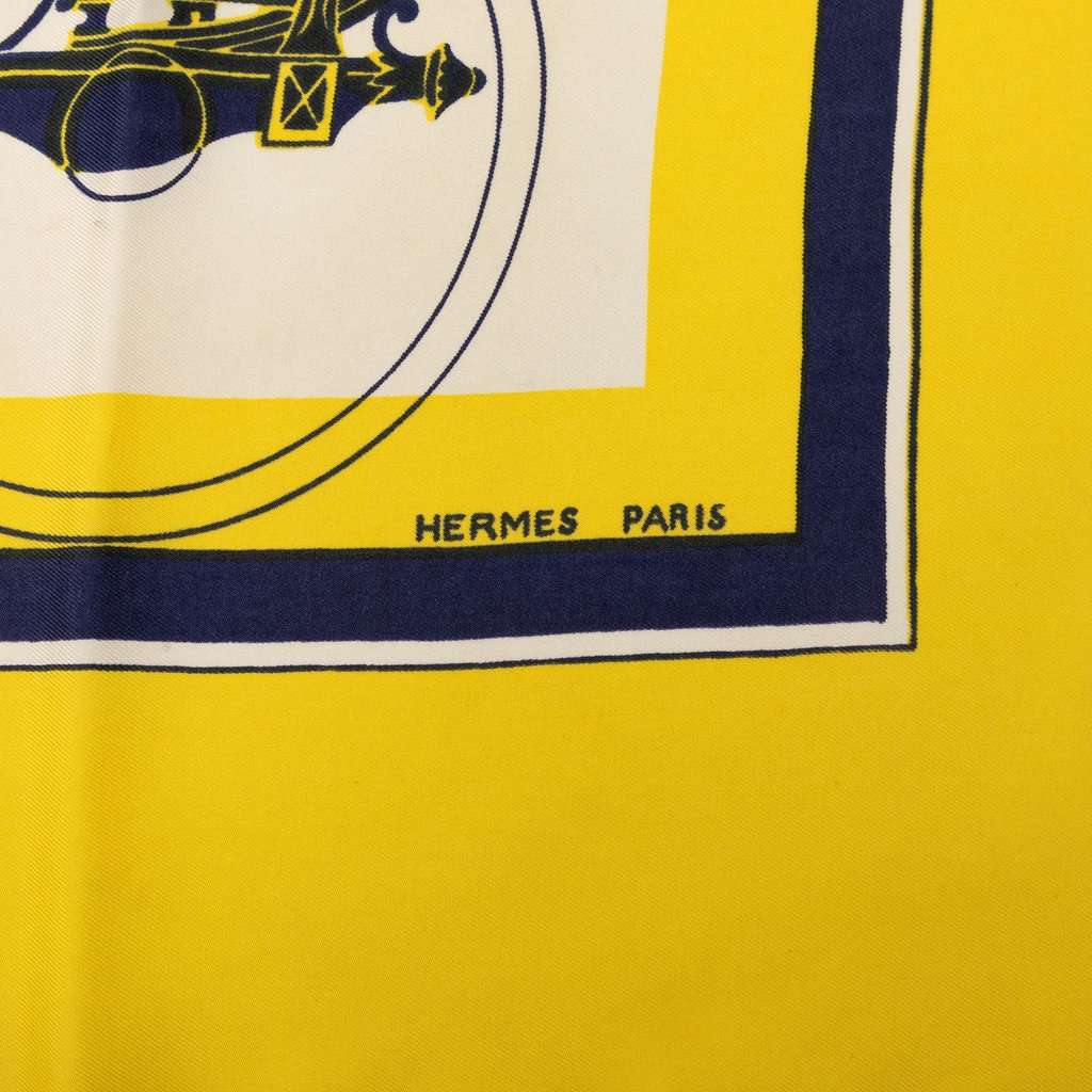 Hermès Ex Libris Silk Scarf 90 Yellow Very good - Inside View