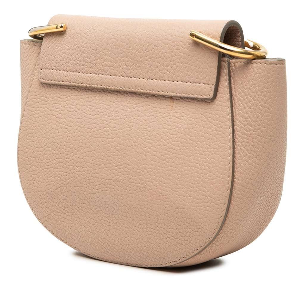 Chloé Mini Grained Lambskin Drew Crossbody Brown Leather Very good condition - Back View