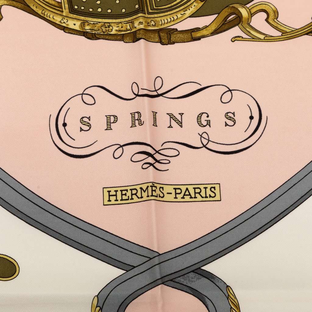 Hermès Springs Silk Scarf 90 Pink Very good condition - Inside View