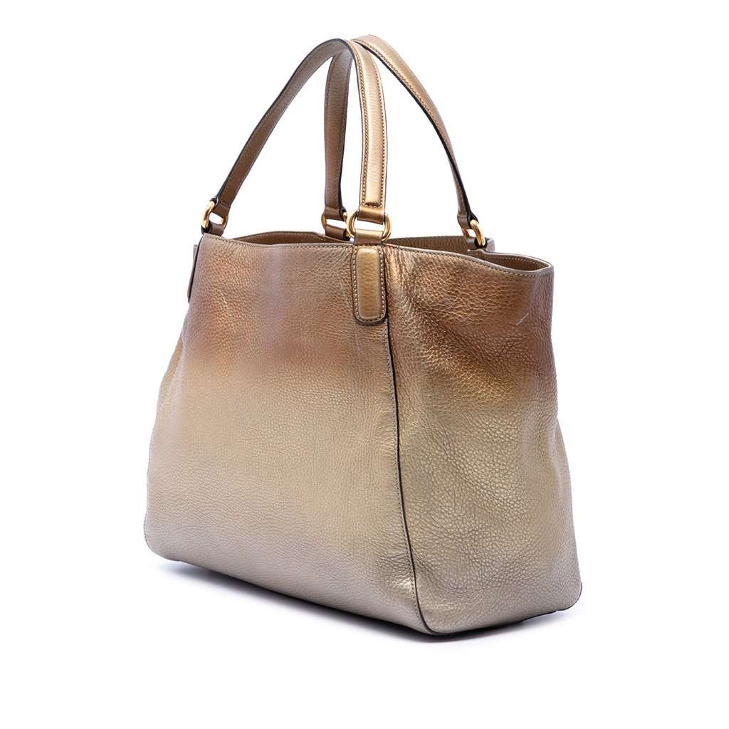 Gucci Medium Ombre Pebbled Calfskin Soho Cellarius Tote Gold Leather Good - Back View