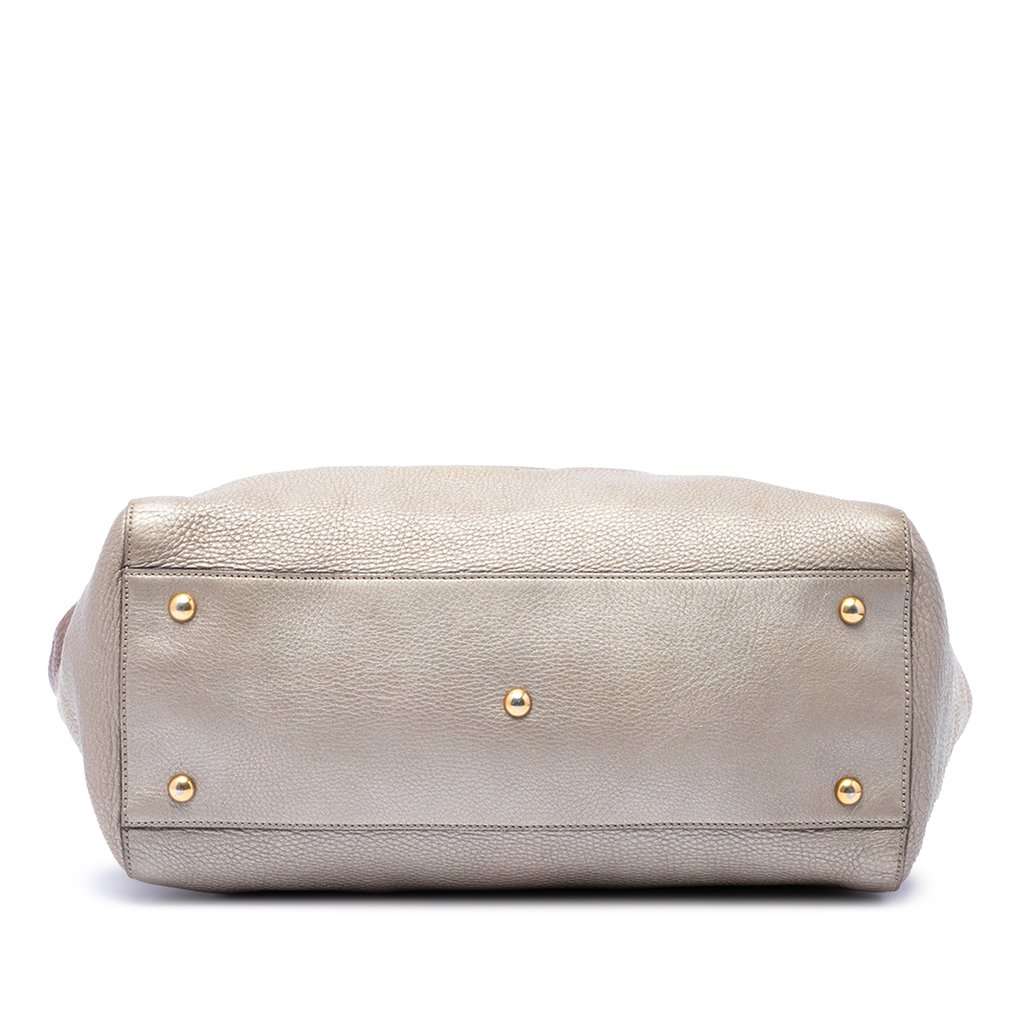 Gucci Medium Ombre Pebbled Calfskin Soho Cellarius Tote Gold Leather Good - Inside View