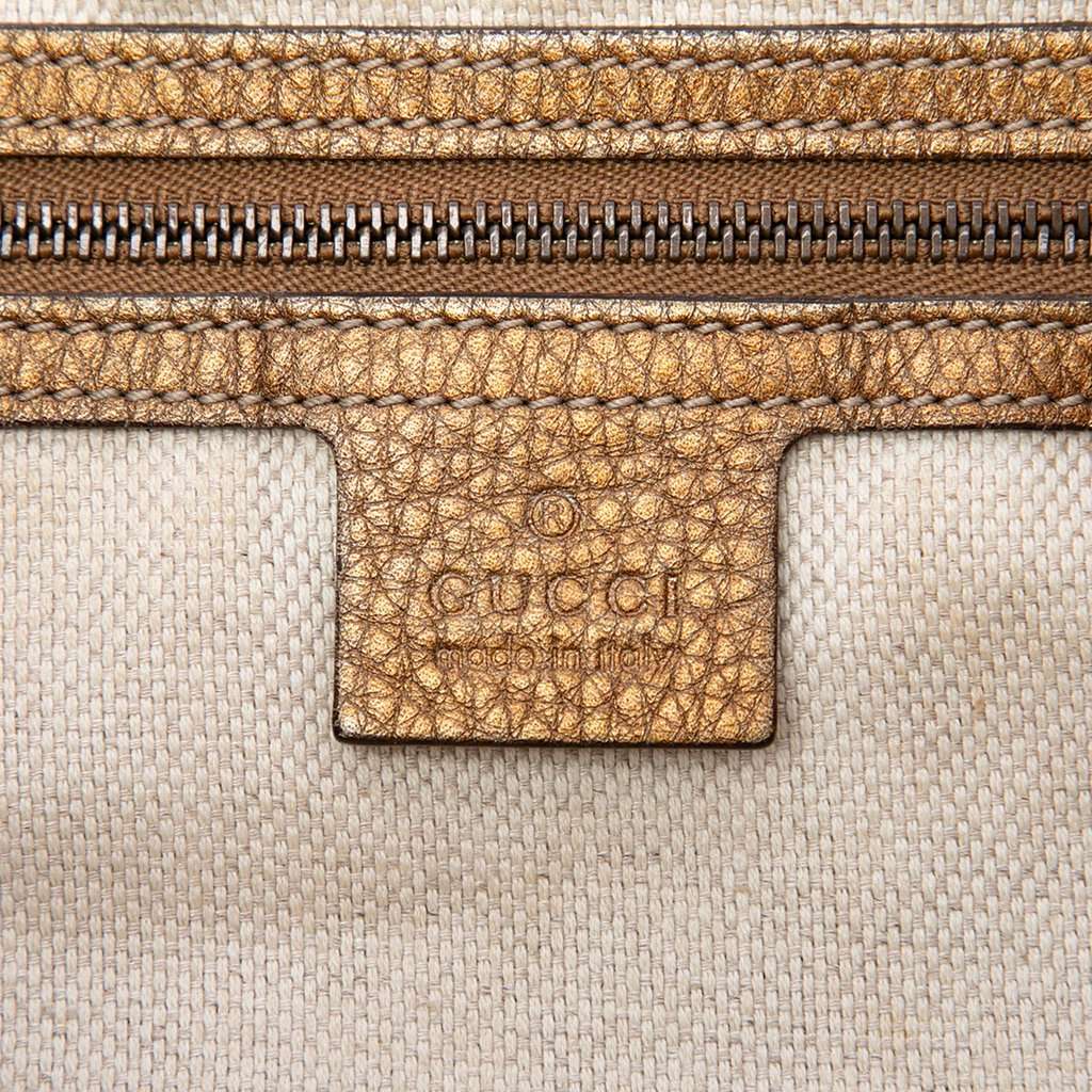 Gucci Medium Ombre Pebbled Calfskin Soho Cellarius Tote Gold Leather Good - Box View