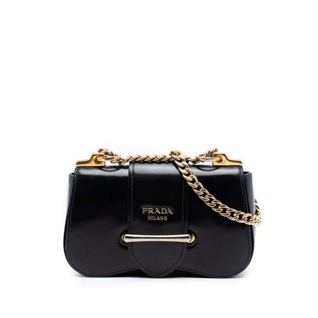 Prada City Calf Sidonie Crossbody Black Leather Very good - Front View