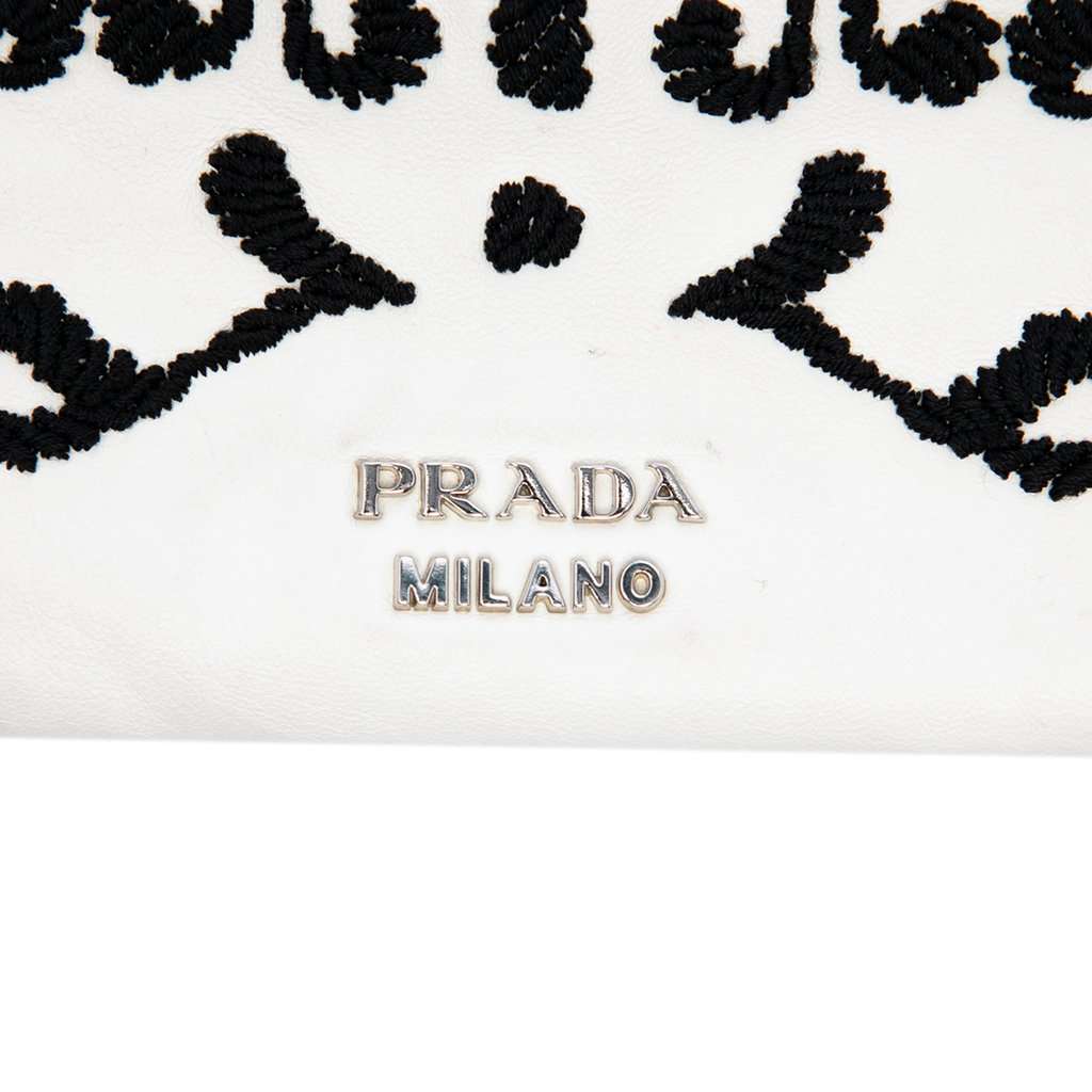Prada Nappa Ricamo Tote White Leather Very good - Box View