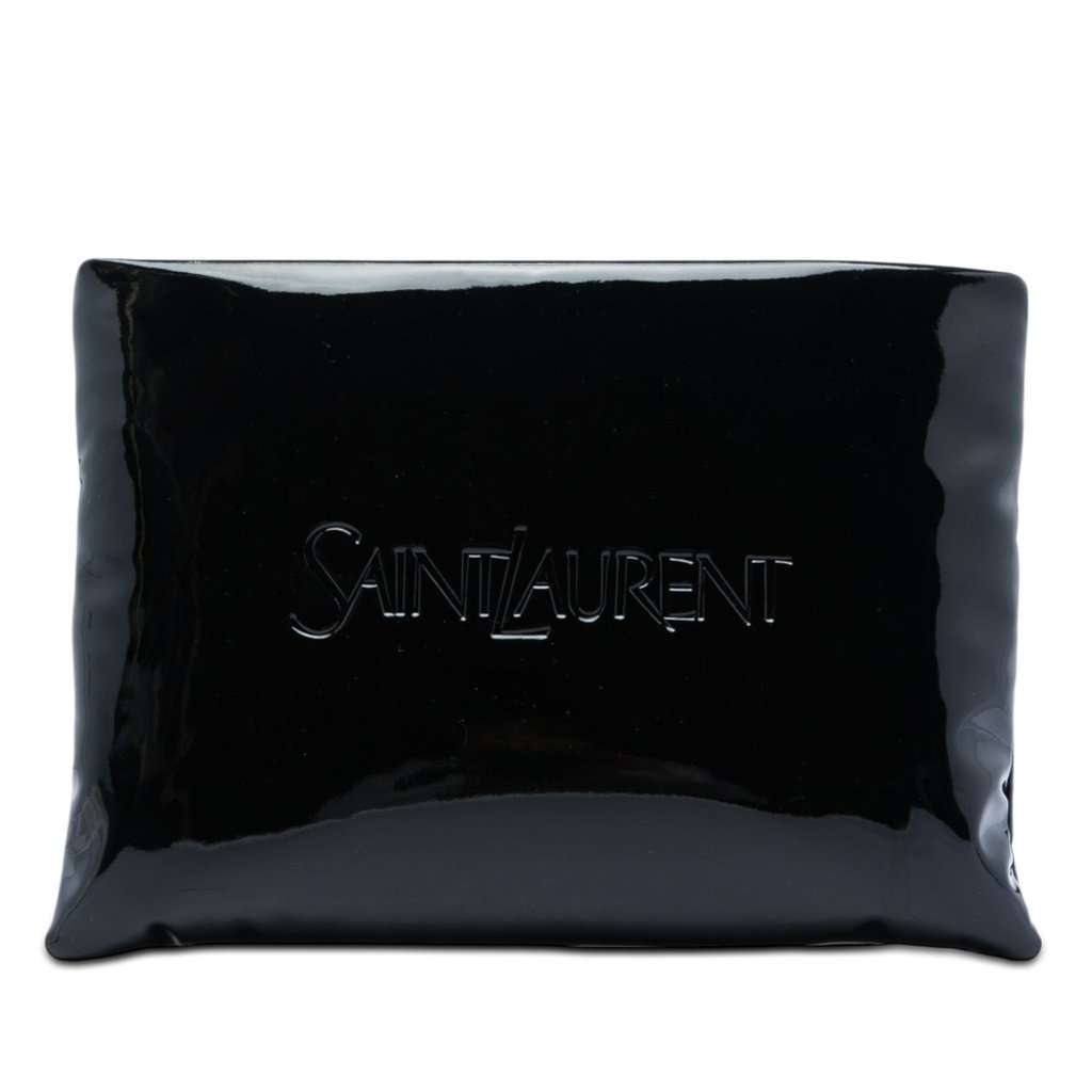 Saint Laurent Large Patent Puffy Pouch Black Leather Very good - Front View
