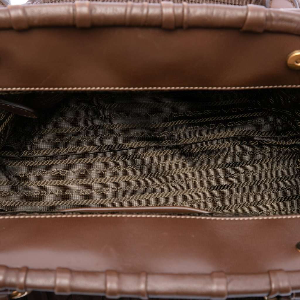 Prada Nappa Gaufre and Tessuto Tote Brown Leather Very good - Model View