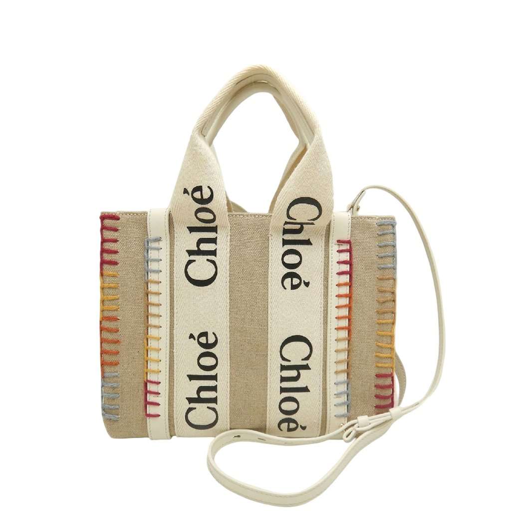 Chloé Small Canvas Stitch Woody Tote Beige Very good condition - Front View