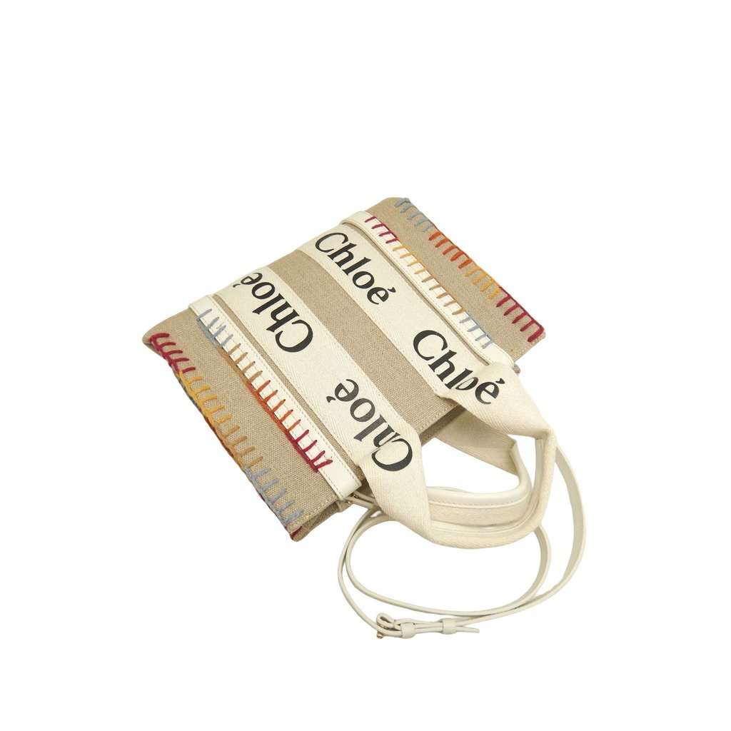 Chloé Small Canvas Stitch Woody Tote Beige Very good condition - Back View