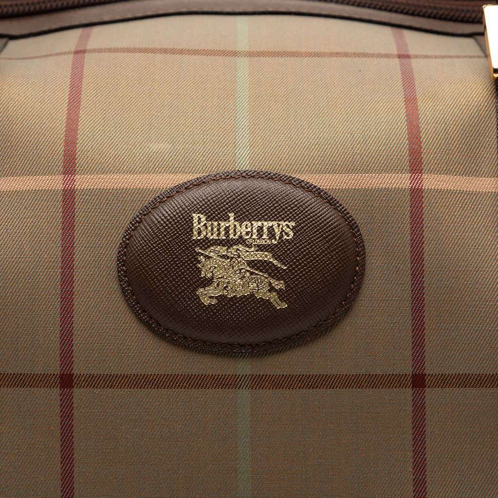 Burberry Vintage Check Canvas Boston Bag Brown Very good condition - Box View