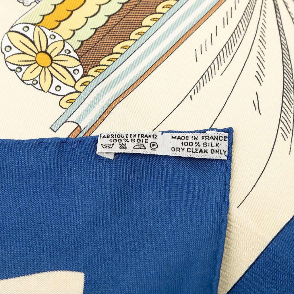 Hermès A la Gloire de la Cuisine Francaise Silk Scarf 90 Blue Very good - Back View