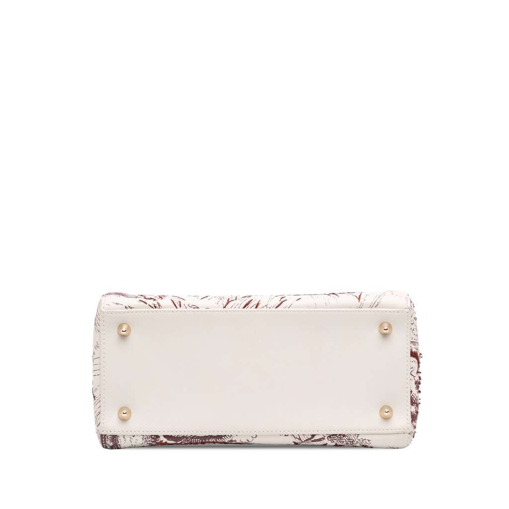 Dior Medium Smooth Calfskin Embroidered Beaded Toile de Jouy Lady Dior White Leather Very good - Inside View