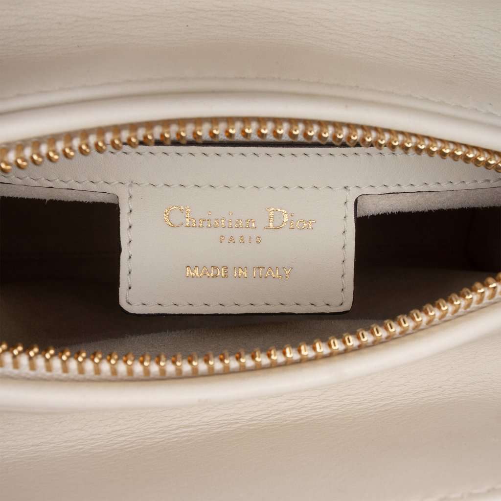 Dior Medium Smooth Calfskin Embroidered Beaded Toile de Jouy Lady Dior White Leather Very good - Box View