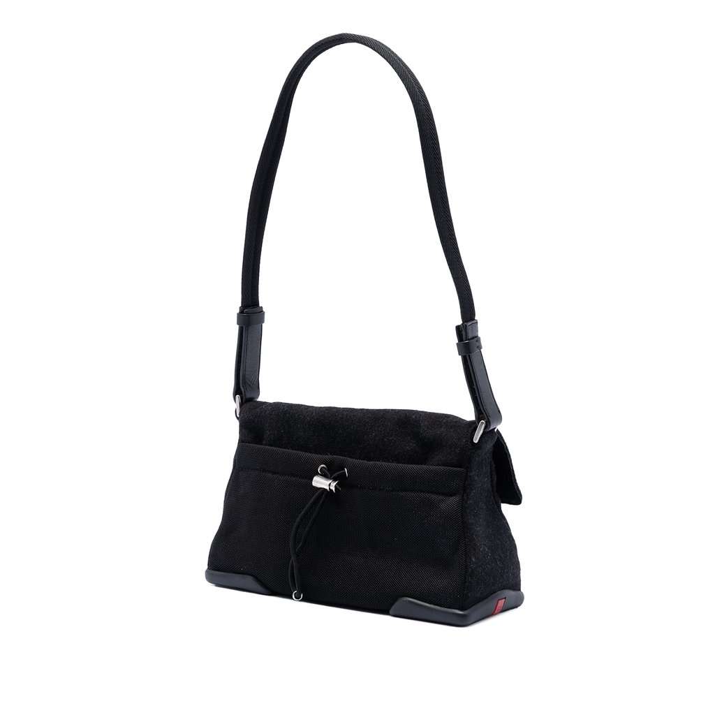Prada Wool Sports Line Shoulder Bag Black Very good condition - Back View