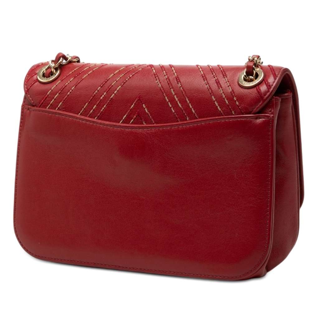 Chanel Large Chevron Sheepskin Subtle Flap Red Leather Very good condition - Back View