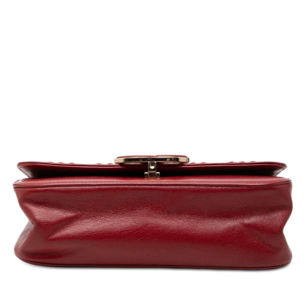 Chanel Large Chevron Sheepskin Subtle Flap Red Leather Very good condition - Inside View