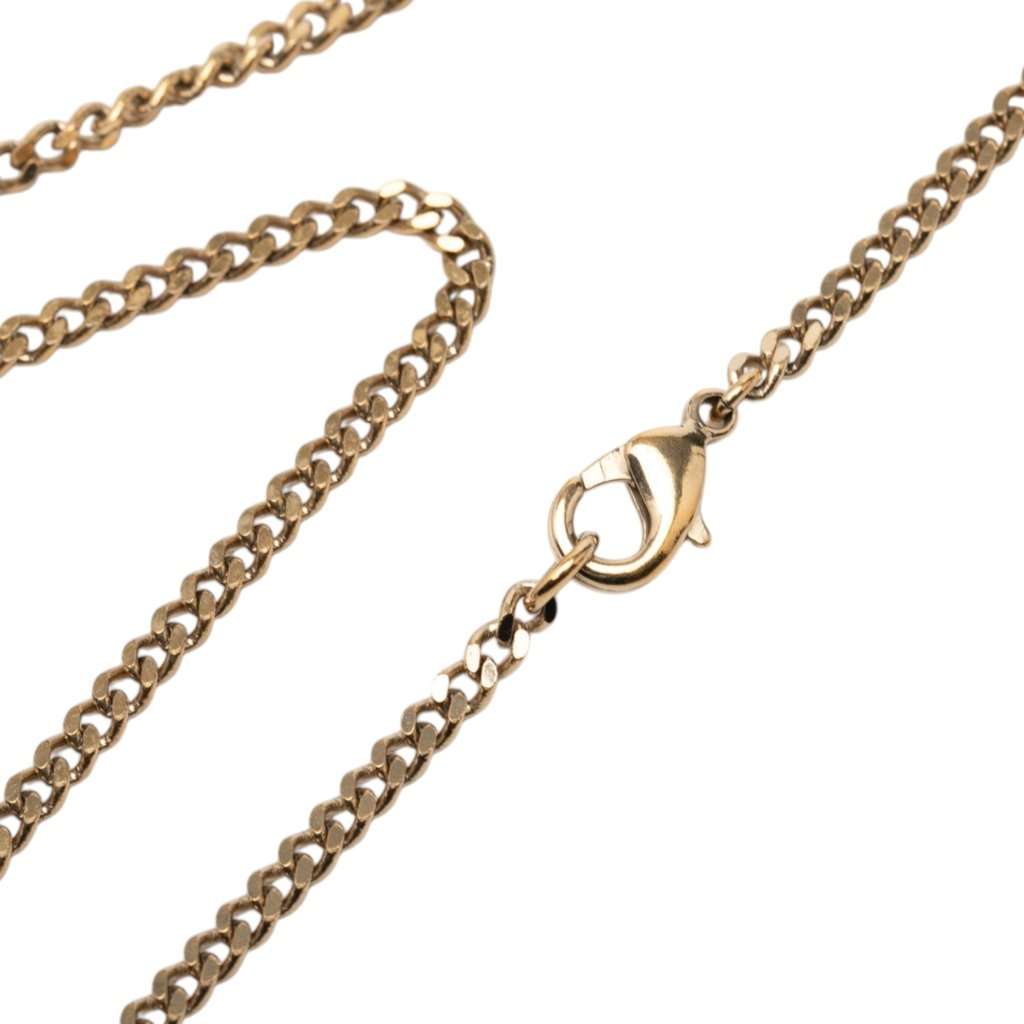 Chanel CC Gold Plated Strass Necklace Pendant Gold Metal Very good condition - Model View